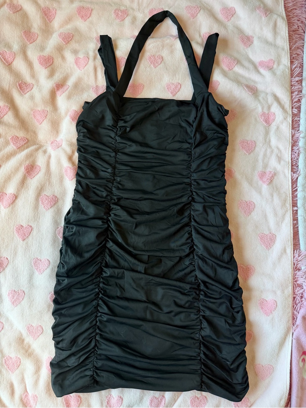 Black Ruched Tank Mini Dress
